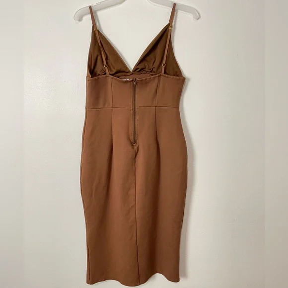 Fashion Nova Pencil Slit Body cone Midi Dress Browen Size L - Picture 2 of 12